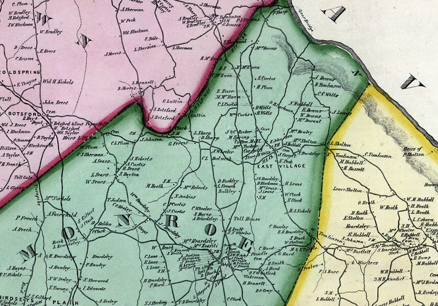 1856 Map of Fairfield County Connecticut Genealogy