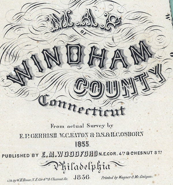 1856 Map of Windham County Connecticut