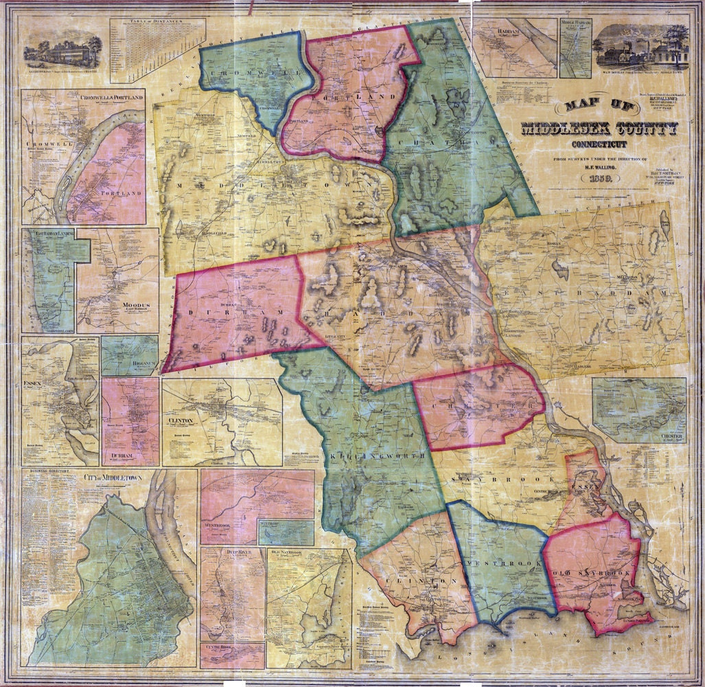 1859 Map of Middlesex County Connecticut Genealogy