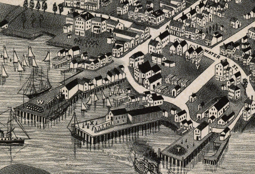 1886 Panoramic Map of Edgartown Duke's County Martha's Vineyard Mass