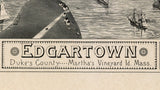 1886 Panoramic Map of Edgartown Duke's County Martha's Vineyard Mass