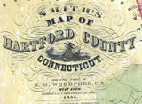 1855 Map of Hartford County Connecticut Genealogy