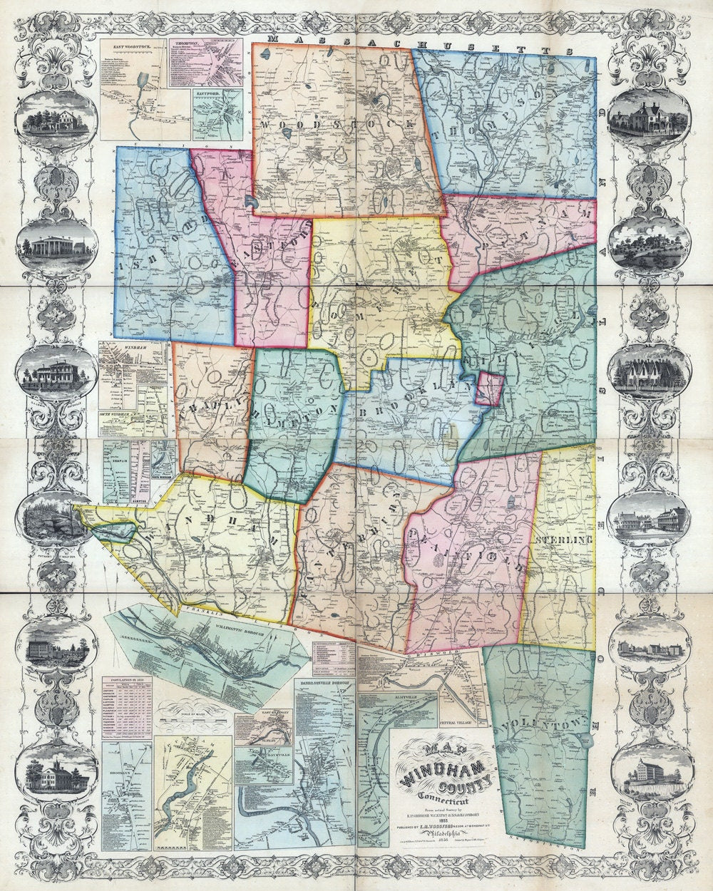 1856 Map of Windham County Connecticut