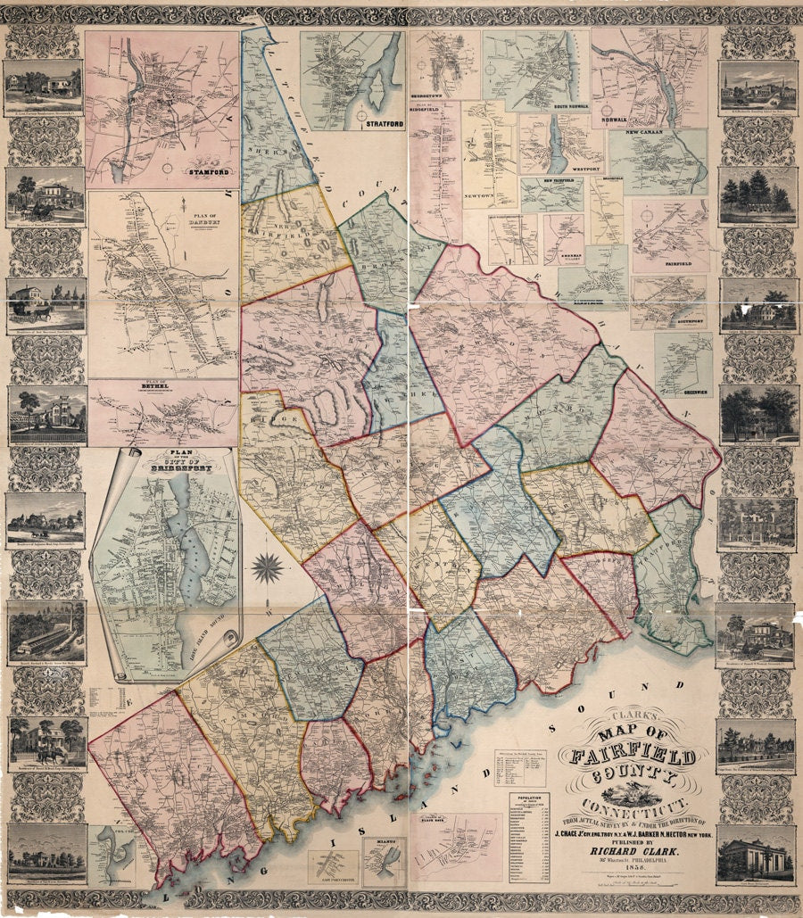 1858 Map of Fairfield County Connecticut Genealogy