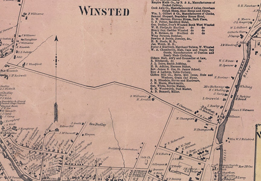 1859 Map of Litchfield County Connecticut 8 x 10