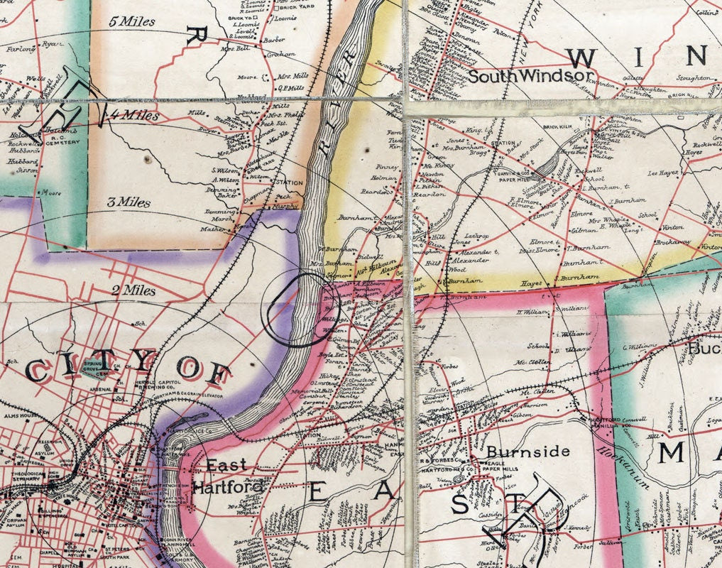 1884 Map of Hartford Connecticut and Region