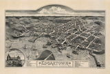 1886 Panoramic Map of Edgartown Duke's County Martha's Vineyard Mass