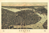 1899 Panoramic Map of Boston Massachusetts