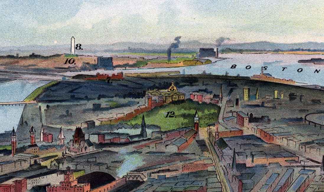 1902 Panoramic map of Boston Massachusetts