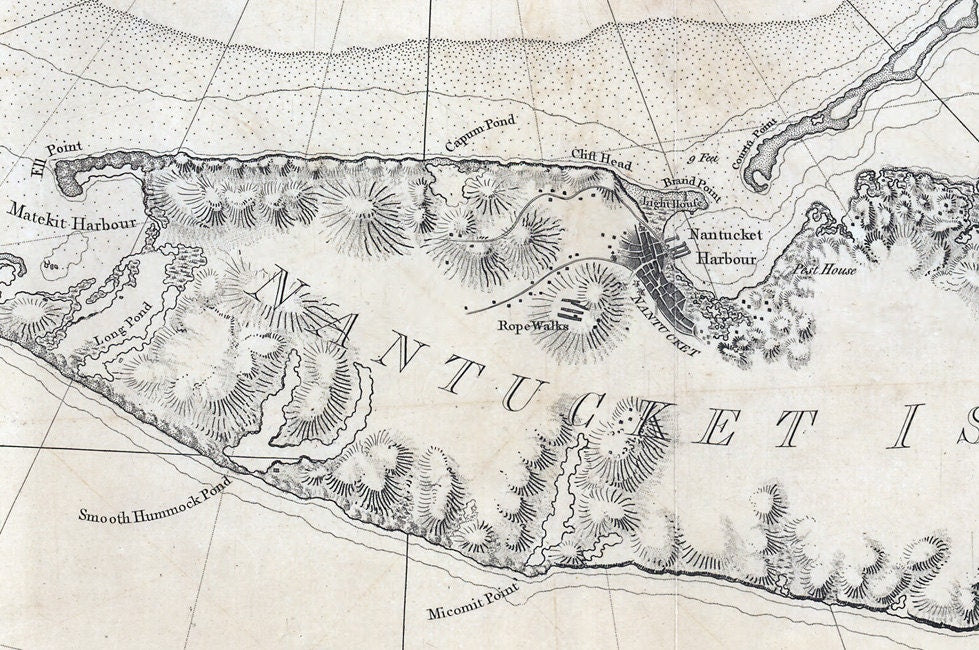 1776 Map of Nantucket Island and Martha's Vineyard