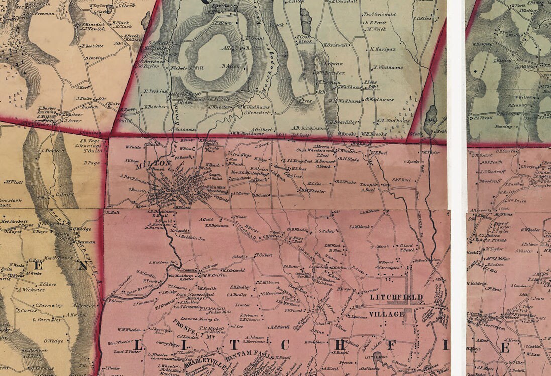 1859 Map of Litchfield County Connecticut