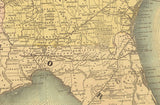 1861 Lloyds Map of the Southern States Showing Railroads Counties Towns and Forts