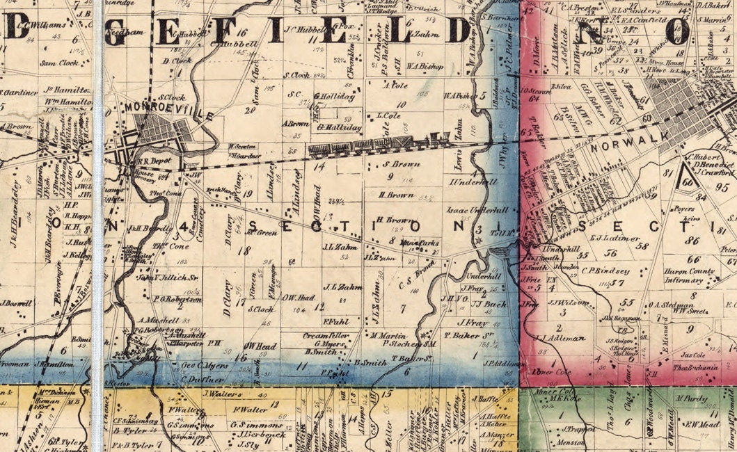 1859 Farm Line Map of Huron County Ohio