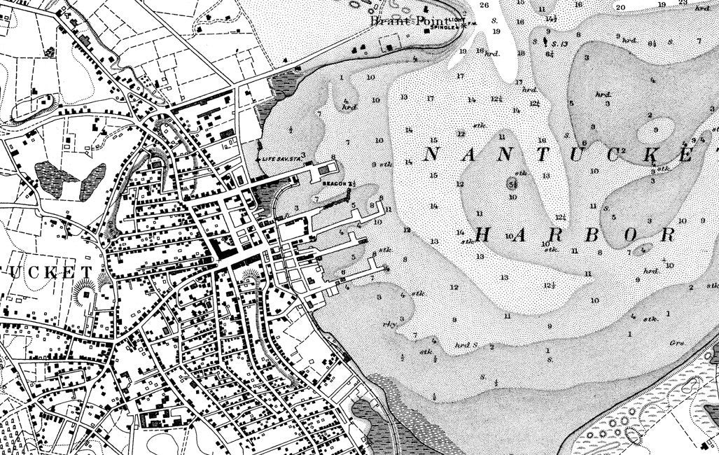 1889 Nautical Chart of Nantucket Harbor