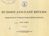 1919 Nautical Chart Map of the Hudson and East Rivers New York Long Island