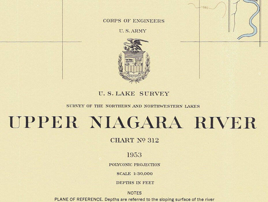 1953 Nautical Chart Map of the Upper Niagara River