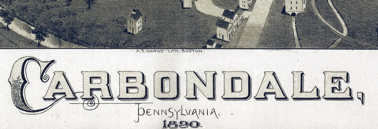 1890 Panoramic Map of Carbondale Pennsylvania