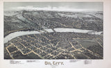 1896 Panoramic Map of Oil City Pennsylvania