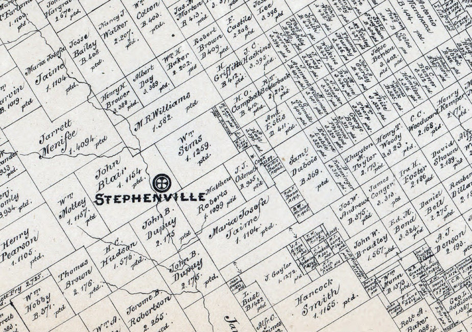 1879 Farm Line Map of Erath County Texas