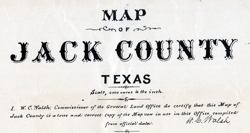 1879 Farm Line Map of Jack County Texas Jacksboro