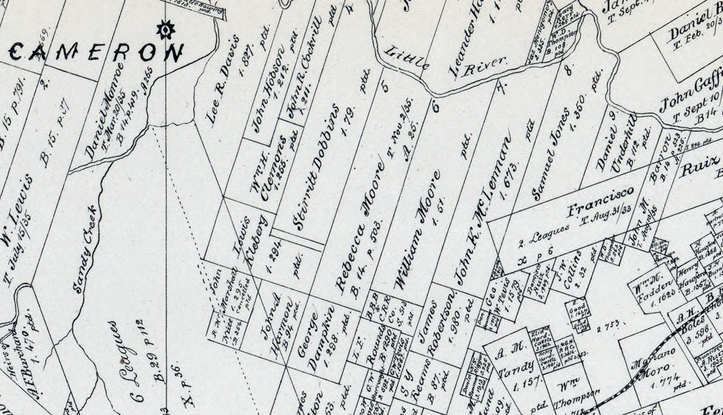 1879 Farm Line Map of Milam County Texas