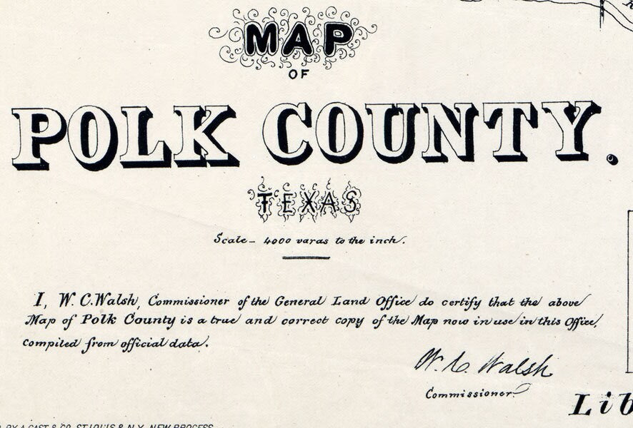 1879 Farm Line Map of Polk County Texas