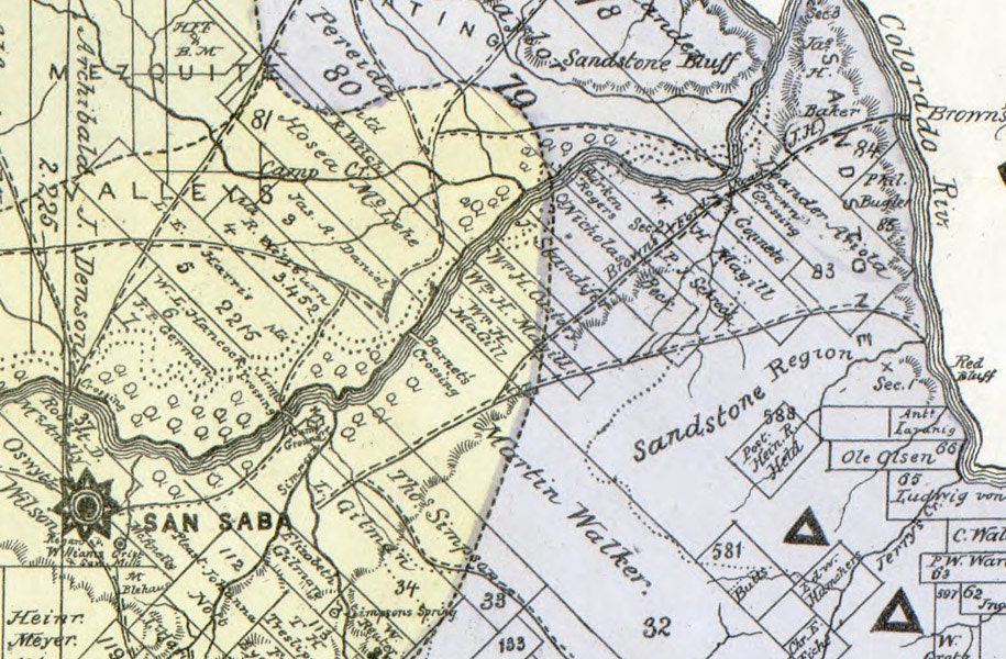 1876 Map of San Saba County Texas