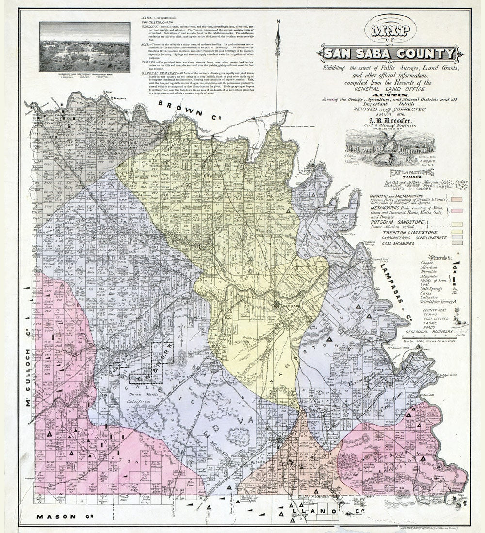 1876 Map of San Saba County Texas