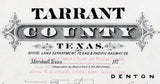 1870 Map of Tarrant County Texas Fort Worth