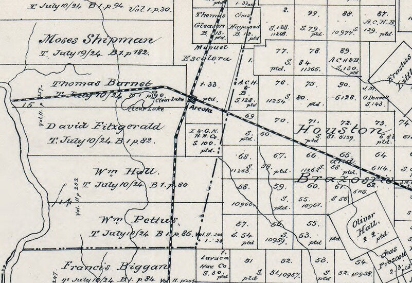 1879 Map of Brazoria County Texas