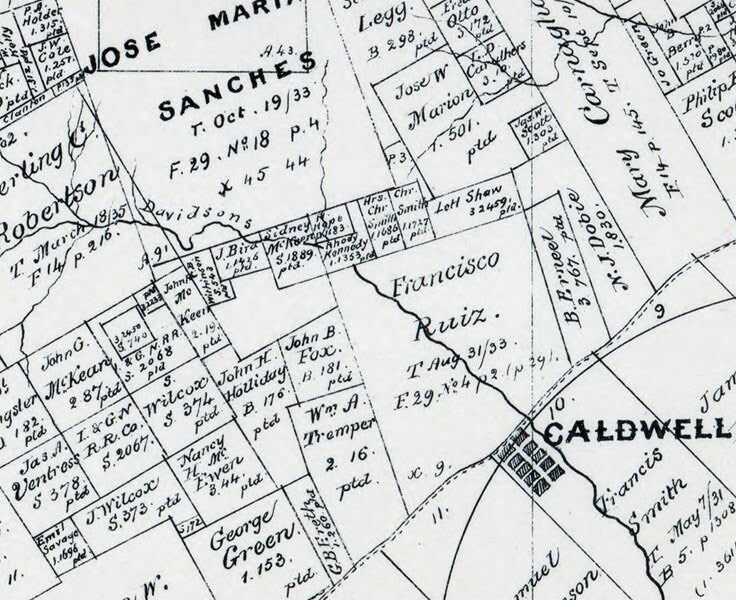 1879 Map of Burleson County Texas