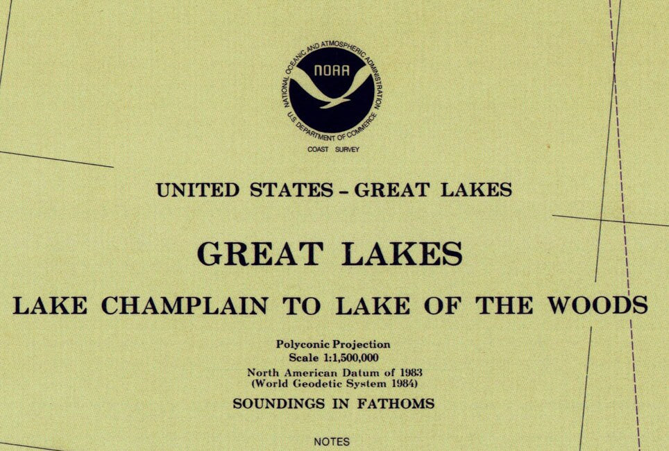 1997 Nautical Map of The Great Lakes