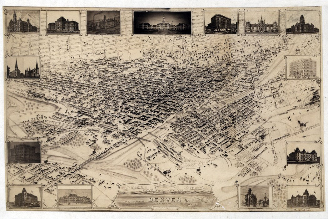 1881 Panoramic Map of Denver Colorado