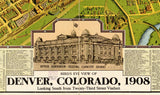 1908 Panoramic Map of Denver Colorado