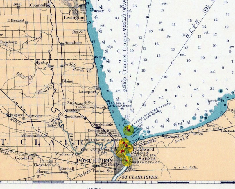 1910 Nautical Map of Lake Huron and Georgian Bay