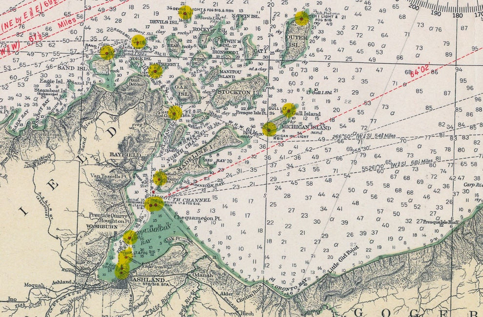 1932 Nautical Map of Lake Superior