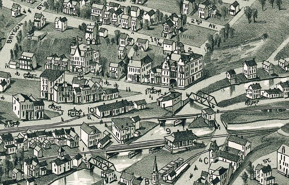 1900 Aerial Map of Dunbar Fayette County Pennsylvania