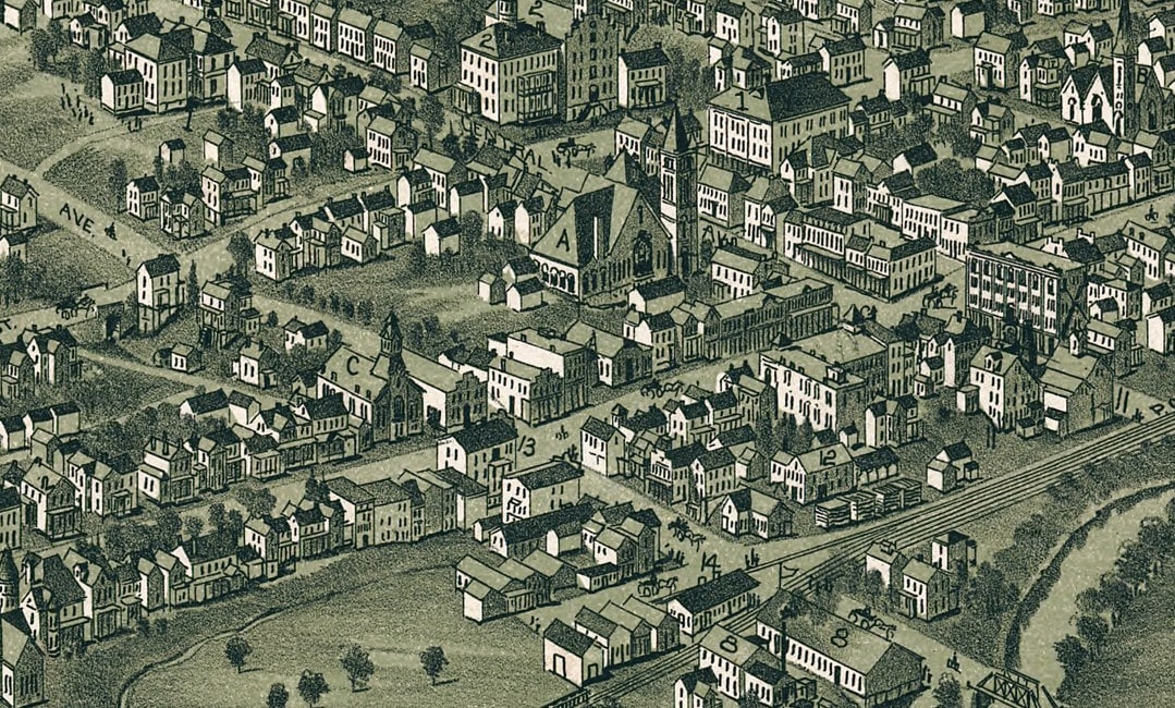 1897 Aerial Map of Canonsburg Washington County PA