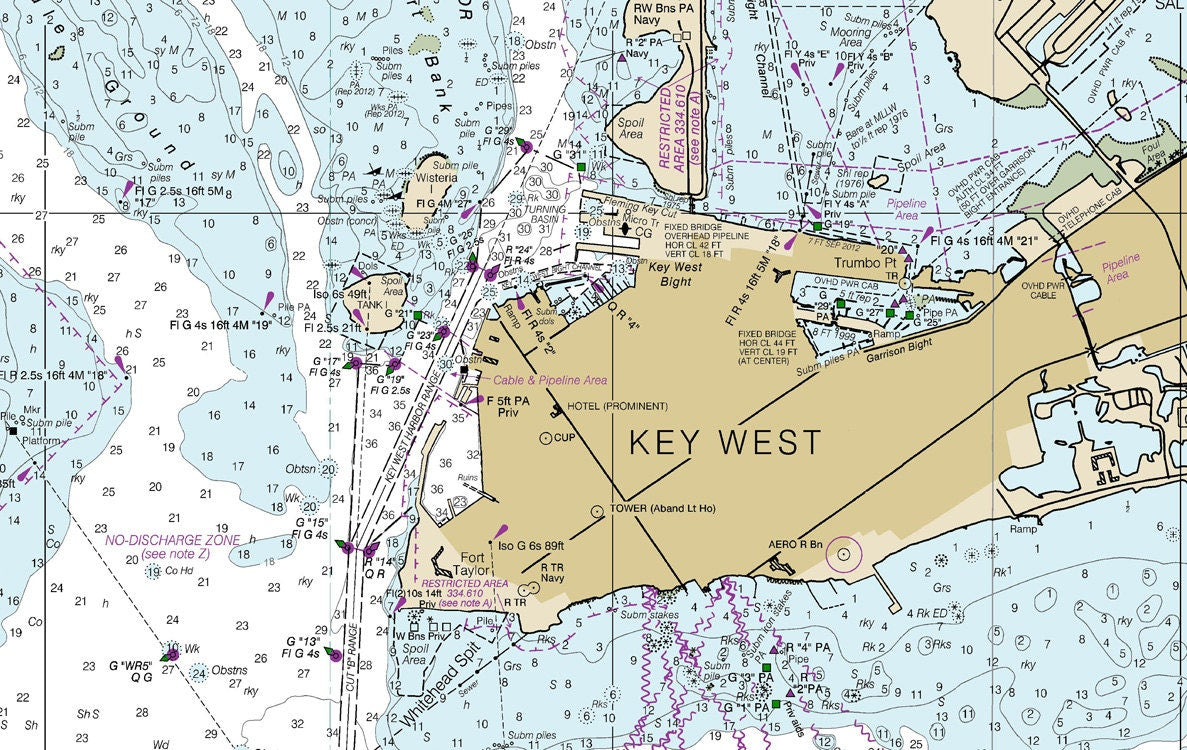 2013 Nautical Map of Key West Harbor Florida