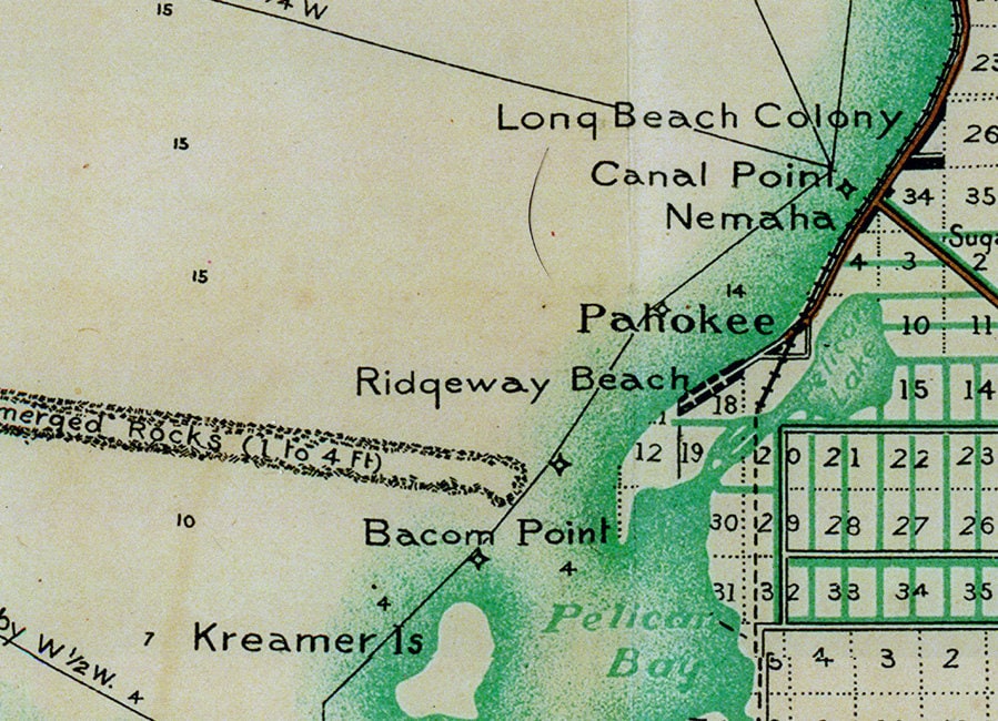 1923 Map of Palm Beach County Florida Lake Okeechobee