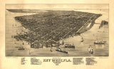 1884 Panoramic Map of Key West Florida Monroe County