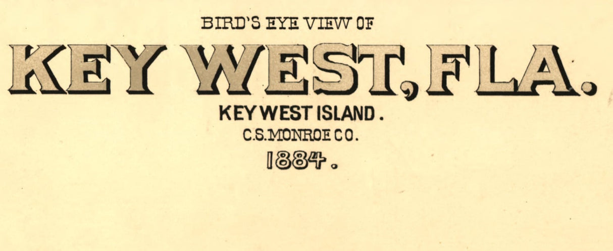 1884 Panoramic Map of Key West Florida Monroe County