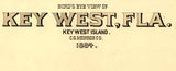 1884 Panoramic Map of Key West Florida Monroe County