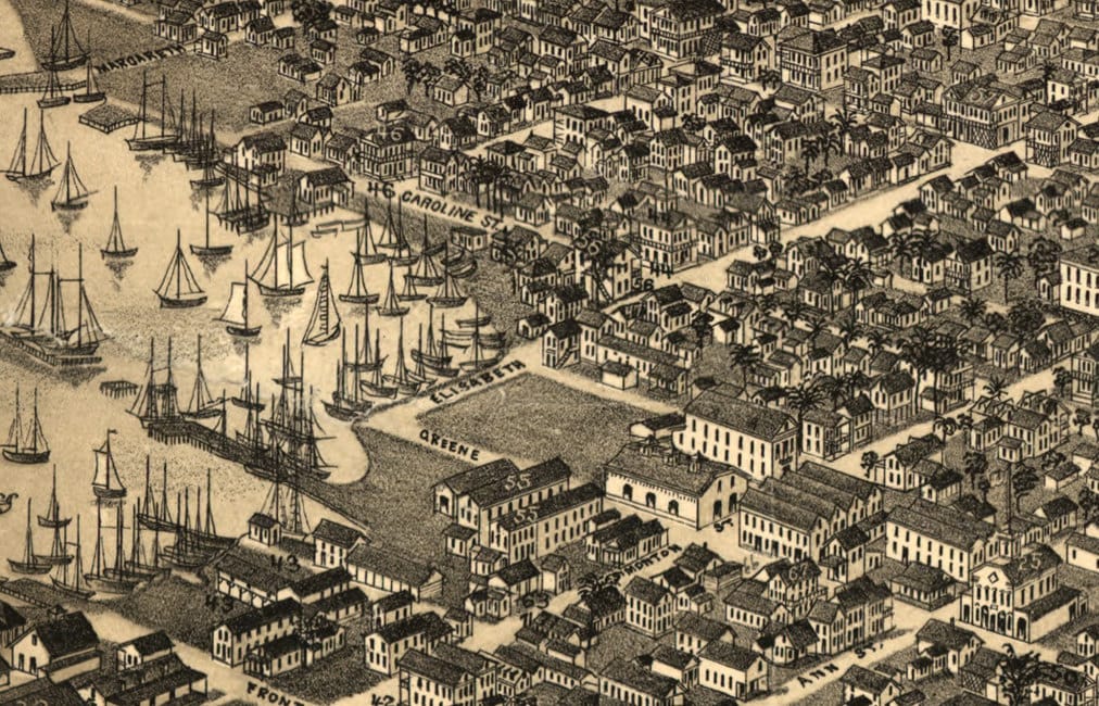 1884 Panoramic Map of Key West Florida Monroe County
