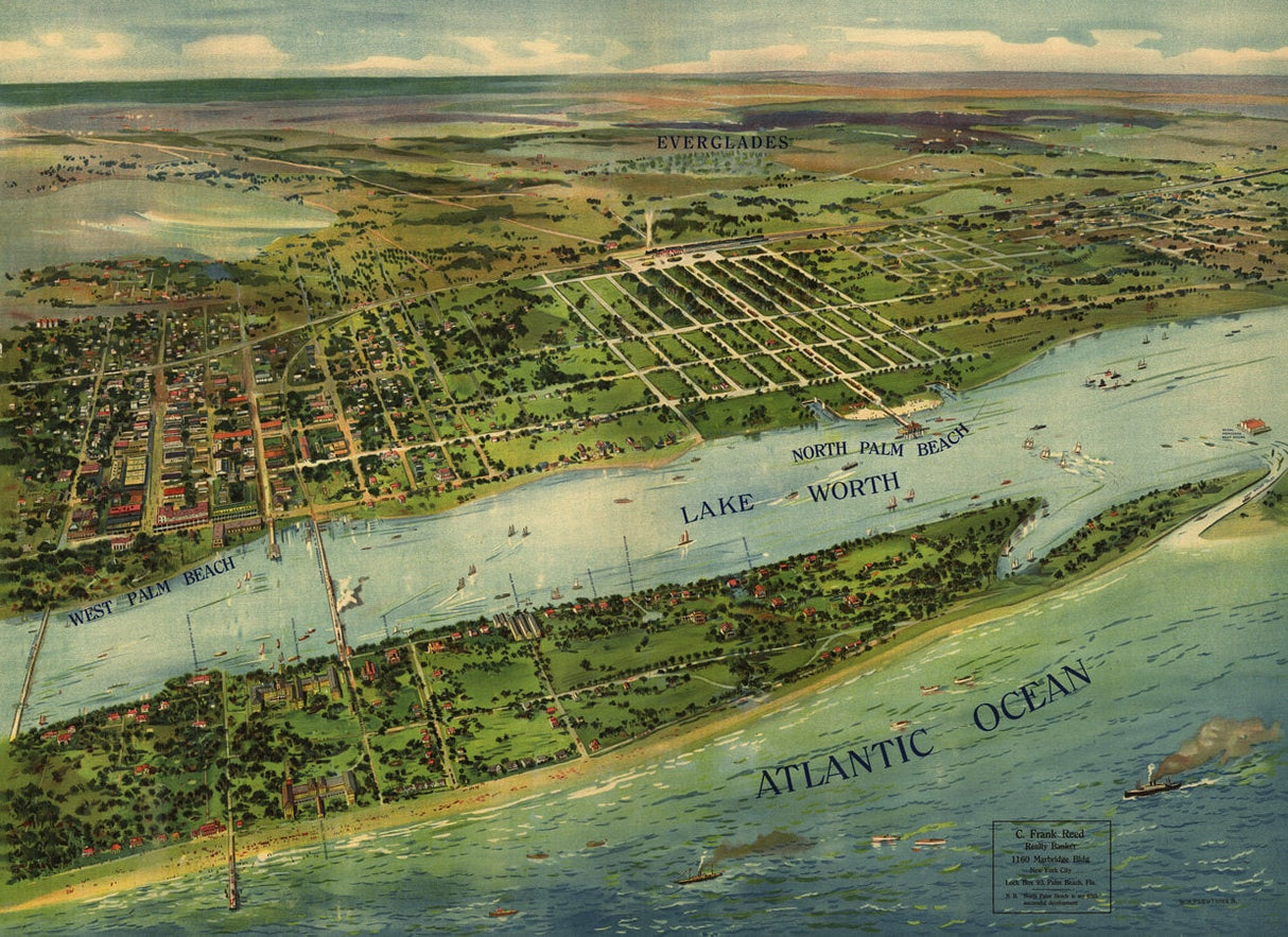 1915 Panoramic Map of West Palm Beach Florida