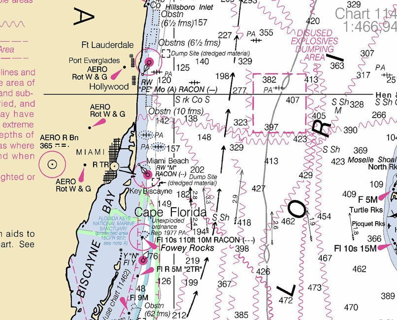 2012 Nautical Map of The Straits of Florida