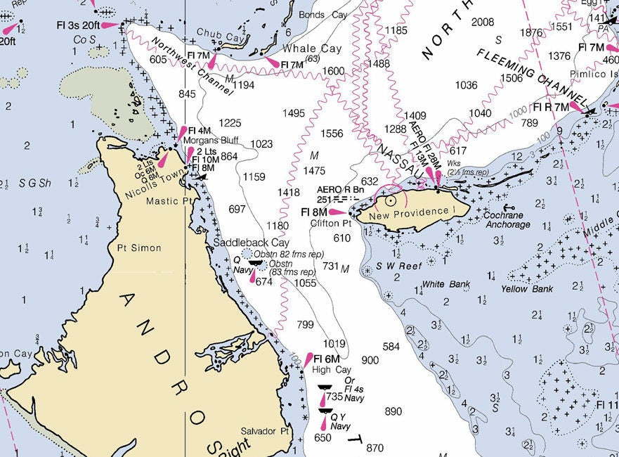 2012 Nautical Map of The Straits of Florida