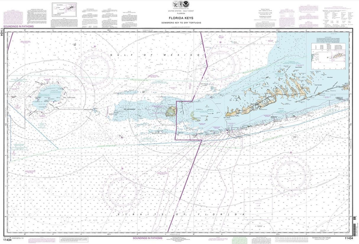 2013 Nautical Map of Sombrero Key to Dry Tortugas Florida