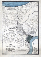 1875 Map of New Orleans Louisiana and Plantations