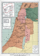 1912 Map of Palestine in the time of Jesus Jerusalem